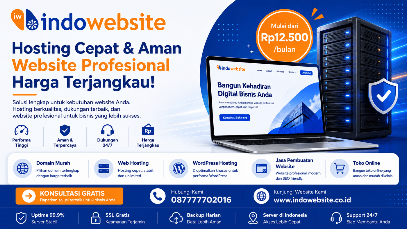 Indowebsite — hosting cepat & jasa pembuatan website profesional, mulai Rp15.000/bulan
